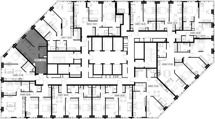 1-комнатная квартира, 42,5 м² — фото 2