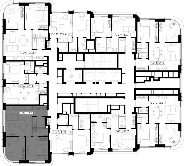 2-комнатная квартира, 59,9 м² — фото 2