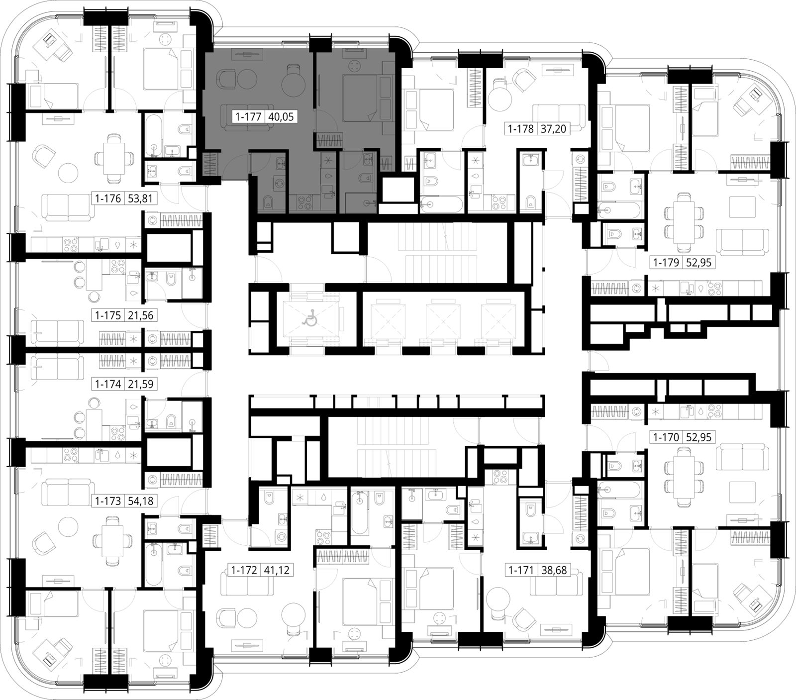 1-комнатная квартира, 39,3 м² — фото 2