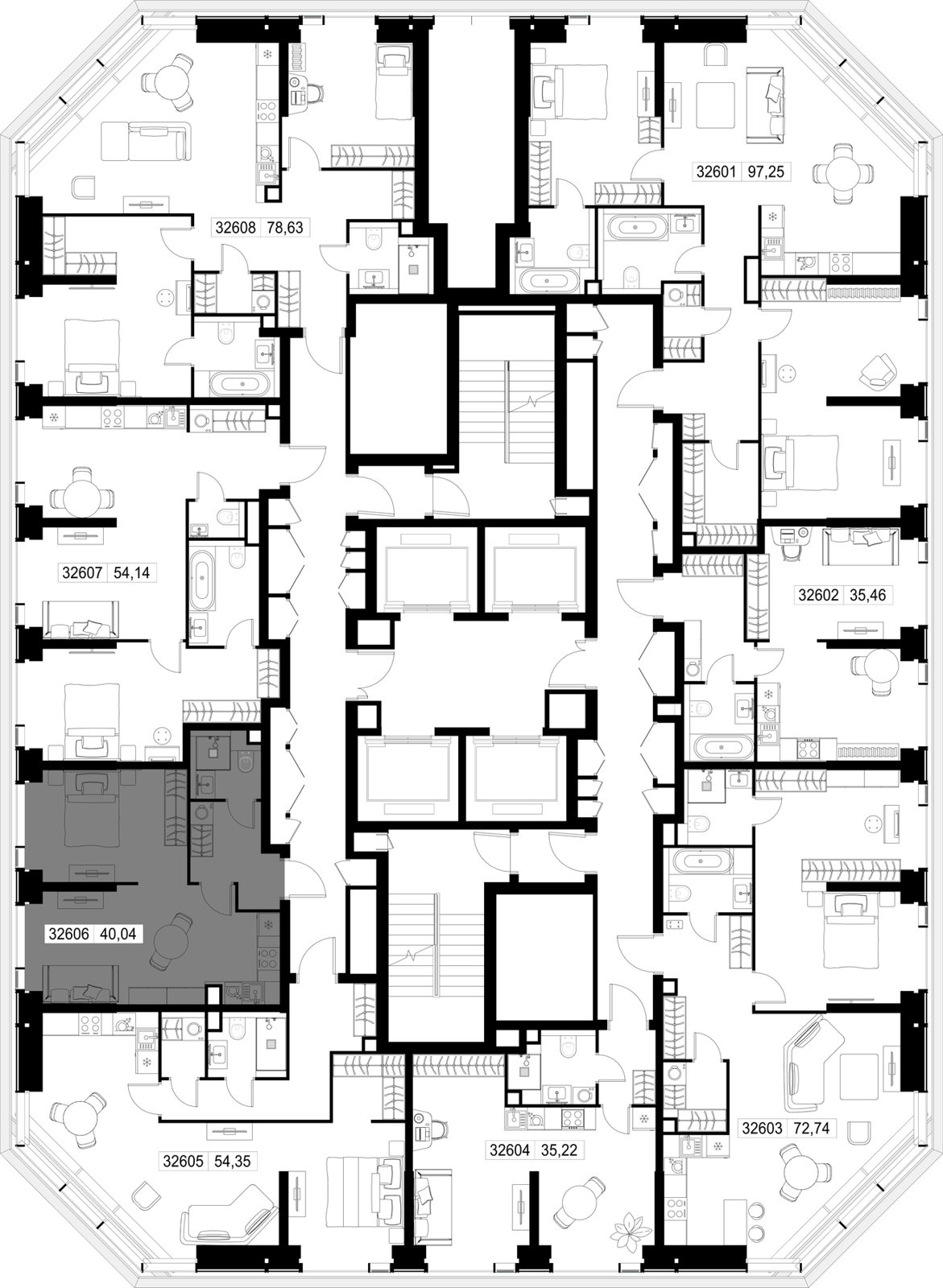 1-комнатная квартира, 40 м² — фото 3