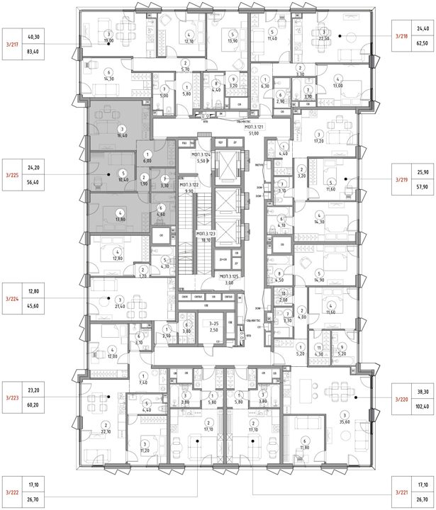 2-комнатная квартира, 55,7 м² — фото 2