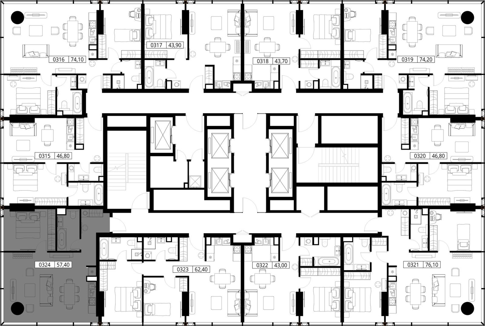 1-комнатная квартира, 57,4 м² — фото 2
