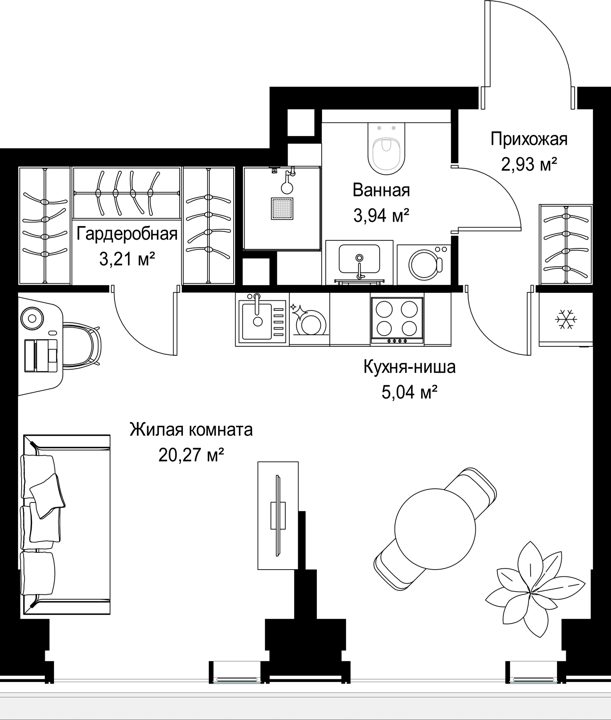 1-комнатная квартира, 35,4 м² — фото 1