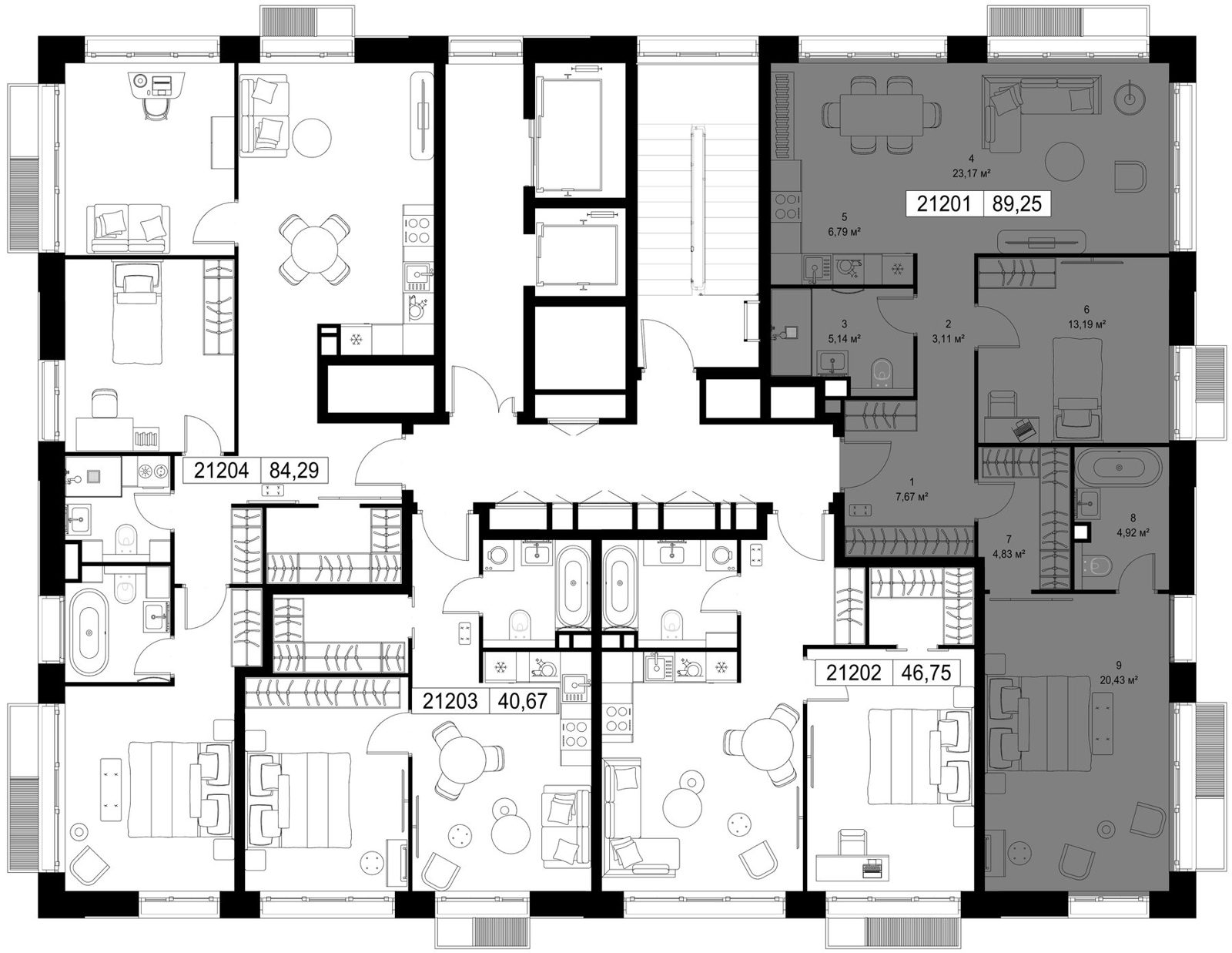 2-комнатная квартира, 89,2 м² — фото 2