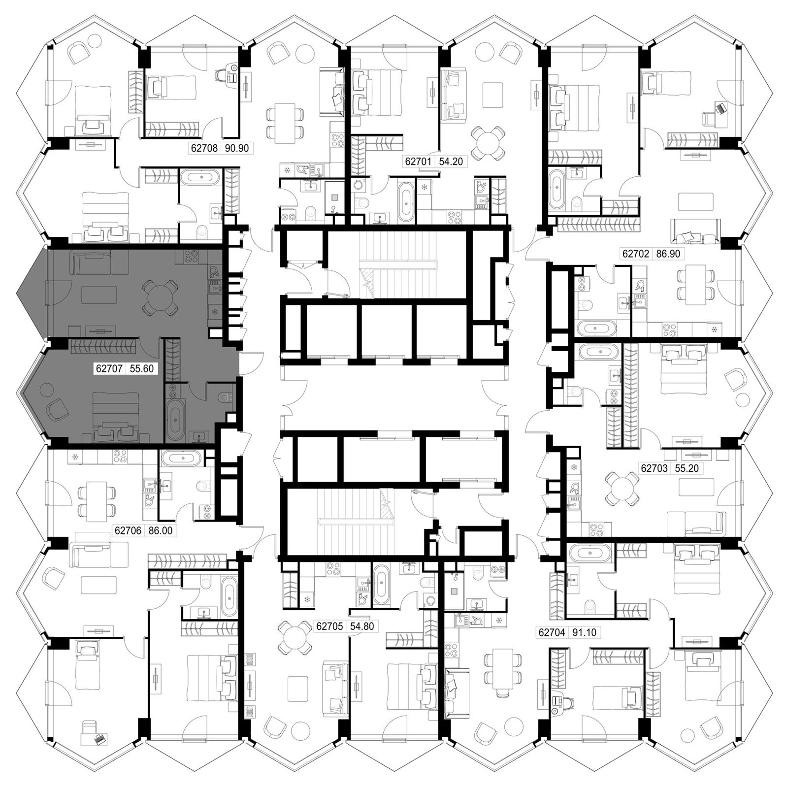 1-комнатная квартира, 55,6 м² — фото 2