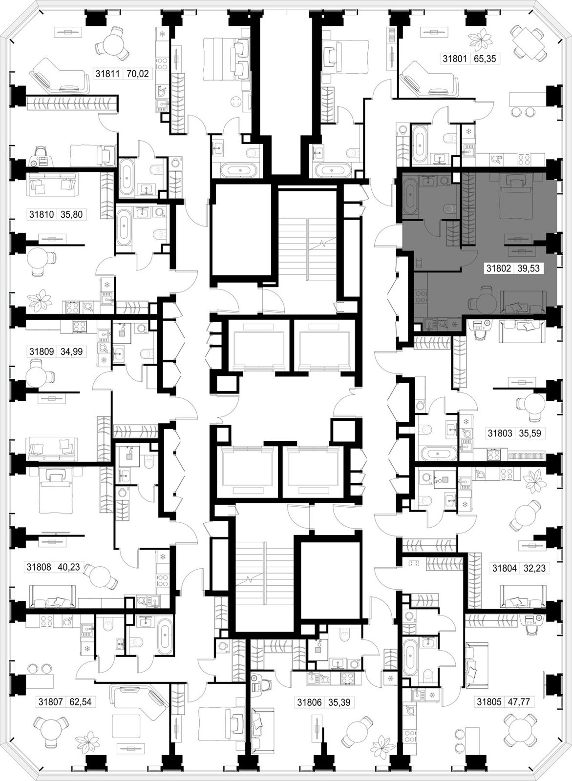 1-комнатная квартира, 39,5 м² — фото 3