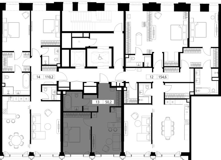 1-комнатная квартира, 50,2 м² — фото 2