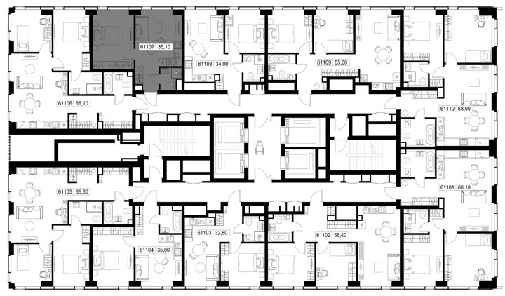 1-комнатная квартира, 35,1 м² — фото 2