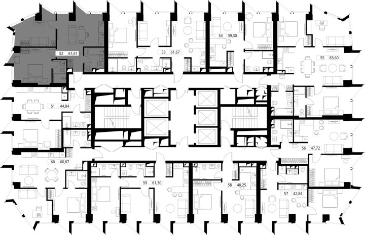 2-комнатная квартира, 61,9 м² — фото 2