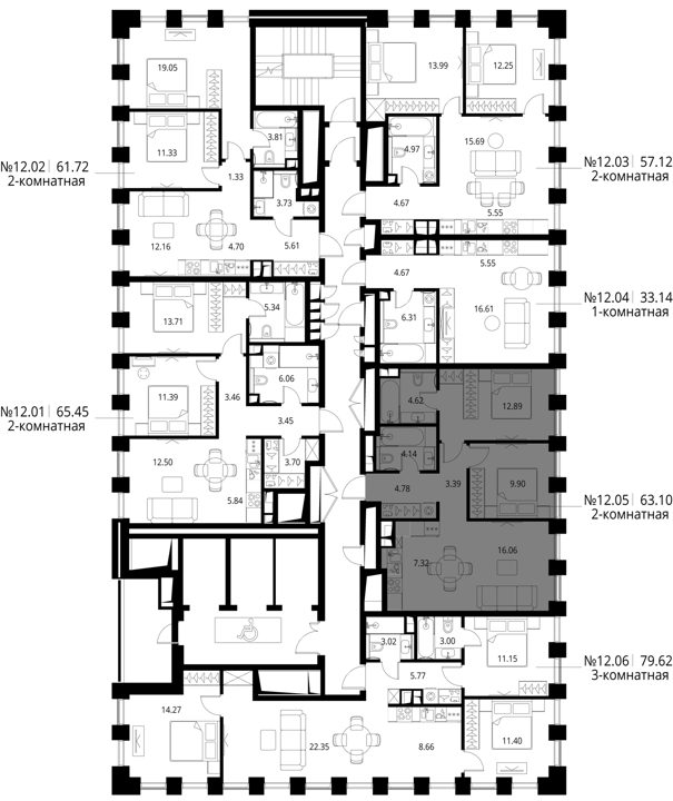 2-комнатная квартира, 63,1 м² — фото 2