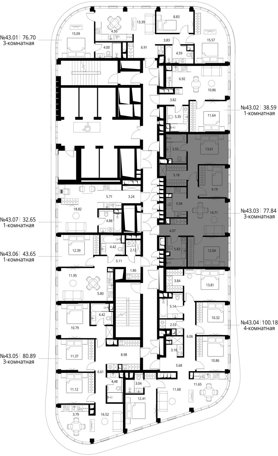 3-комнатная квартира, 77,8 м² — фото 2