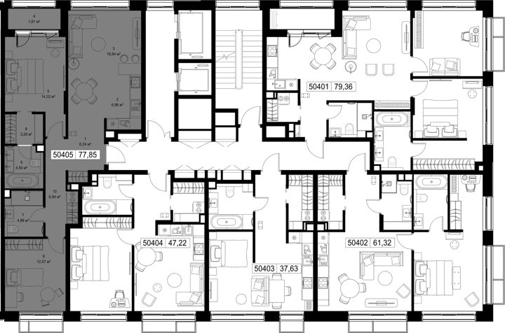 2-комнатная квартира, 77,8 м² — фото 2