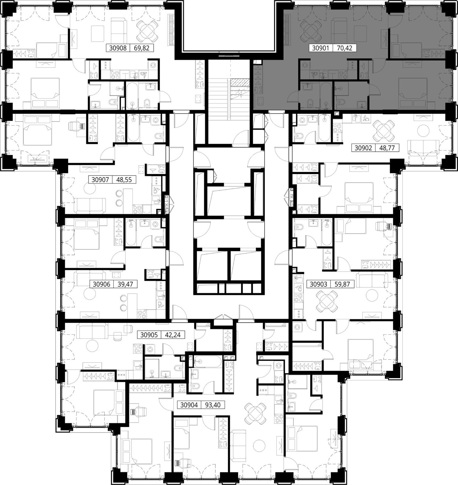 2-комнатная квартира, 70,4 м² — фото 2
