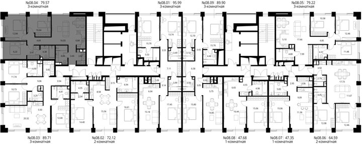 3-комнатная квартира, 79,6 м² — фото 2
