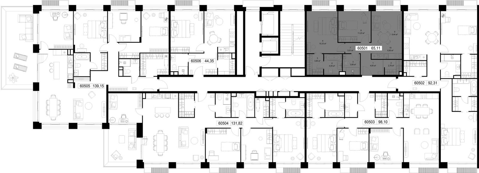 2-комнатная квартира, 65,1 м² — фото 2
