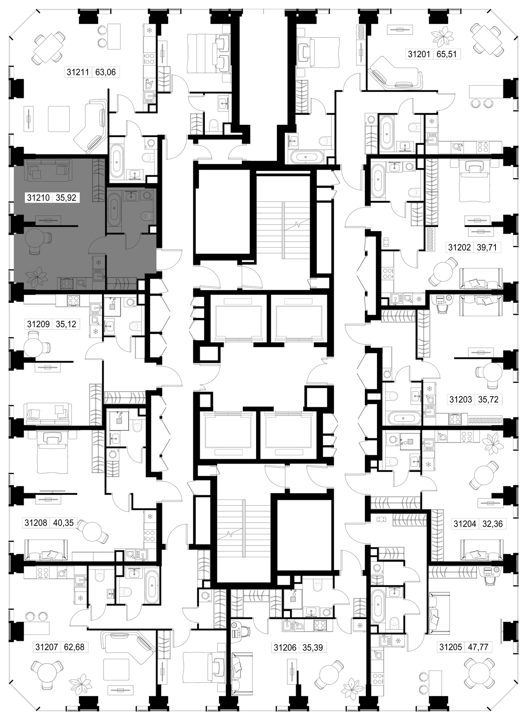 1-комнатная квартира, 35,9 м² — фото 3