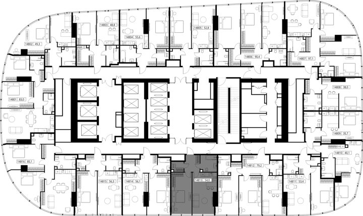 1-комнатная квартира, 54 м² — фото 2