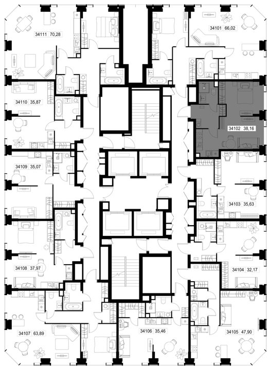 1-комнатная квартира, 38,2 м² — фото 3