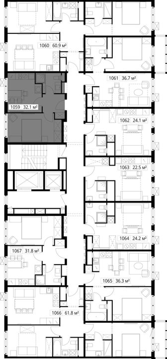 1-комнатная квартира, 32,1 м² — фото 2
