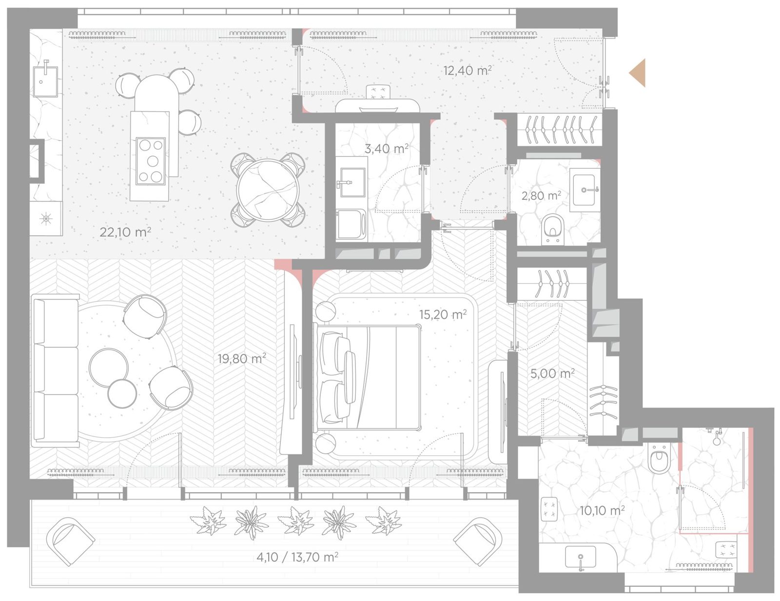 1-комнатная квартира, 94,9 м²