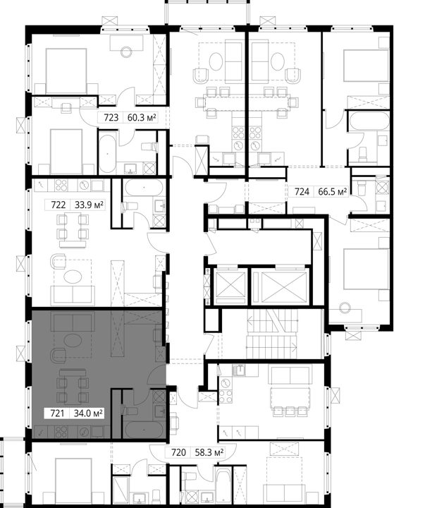 Квартира-студия, 34 м² — фото 2