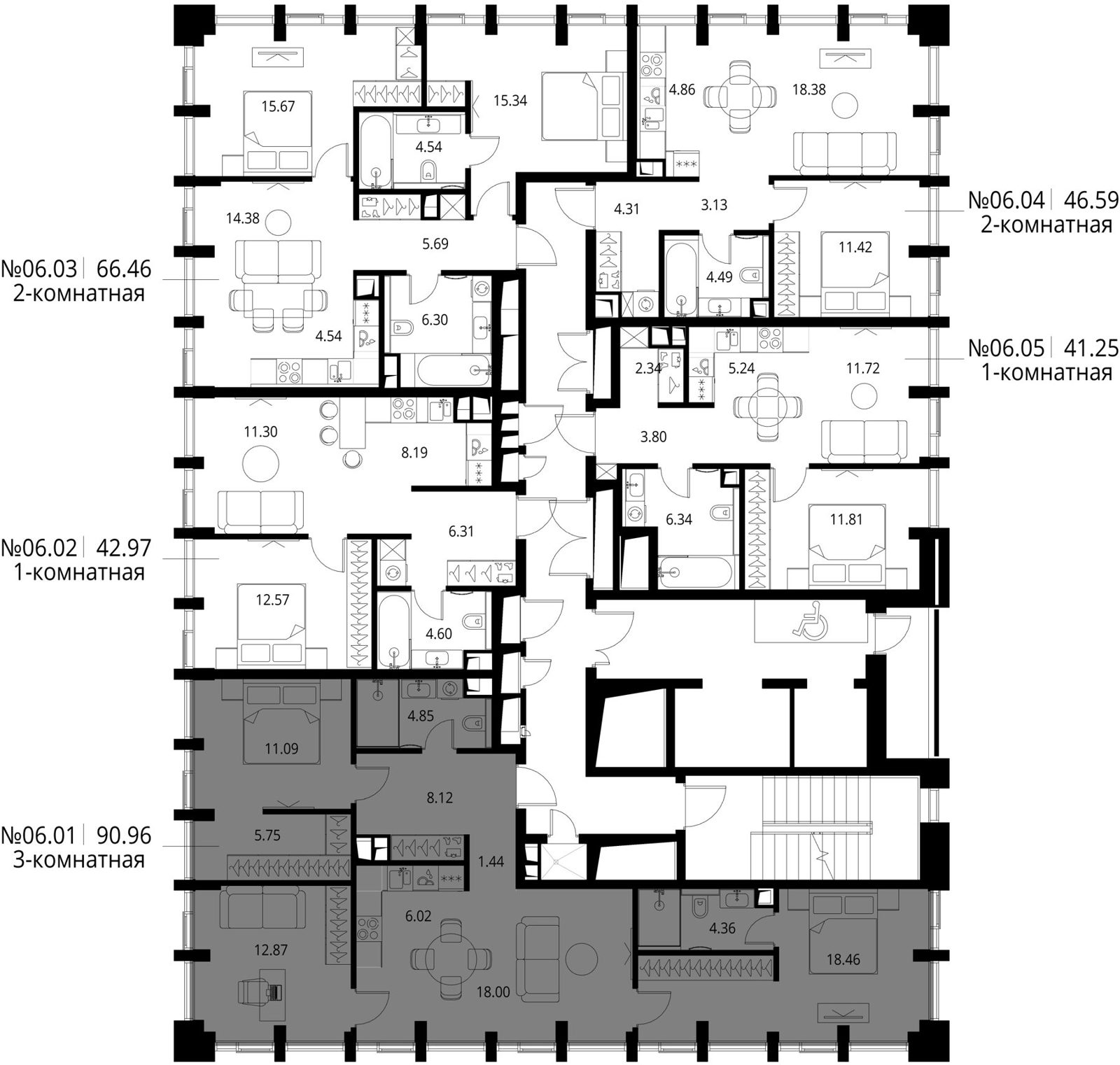 3-комнатная квартира, 91 м² — фото 2