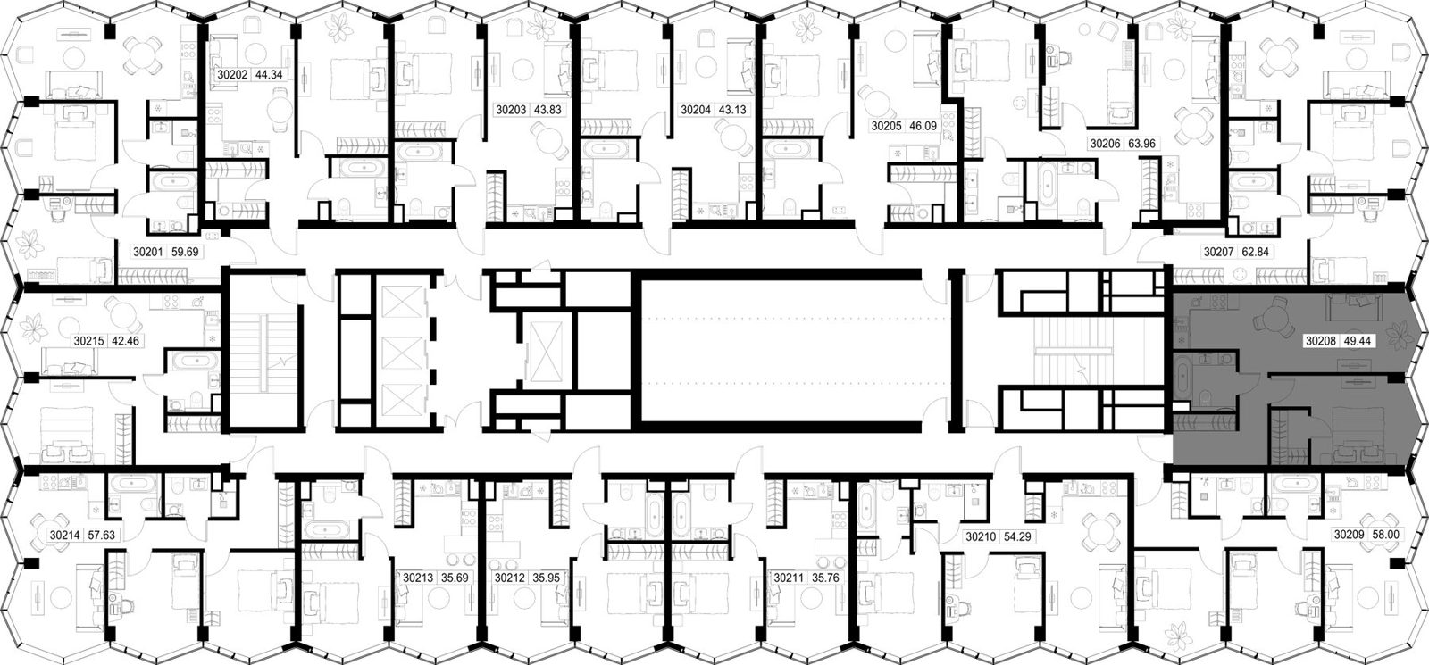 1-комнатная квартира, 49,4 м² — фото 2