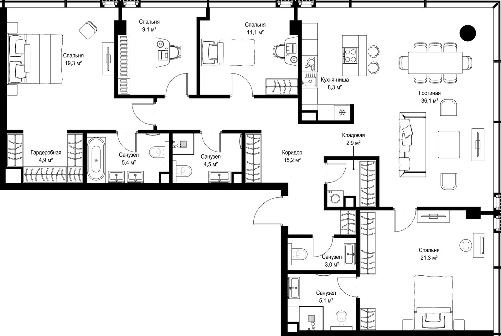 4-комнатная квартира, 146,2 м²