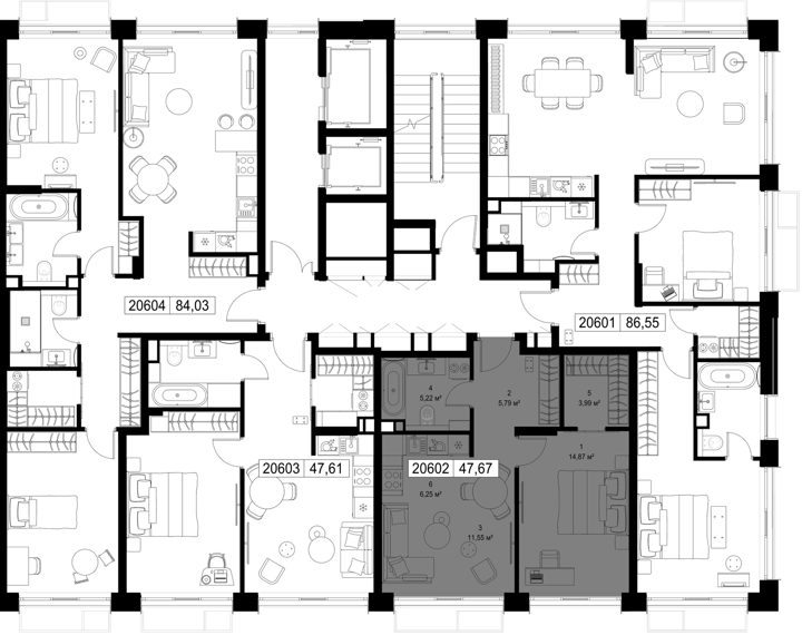 1-комнатная квартира, 47,7 м² — фото 2
