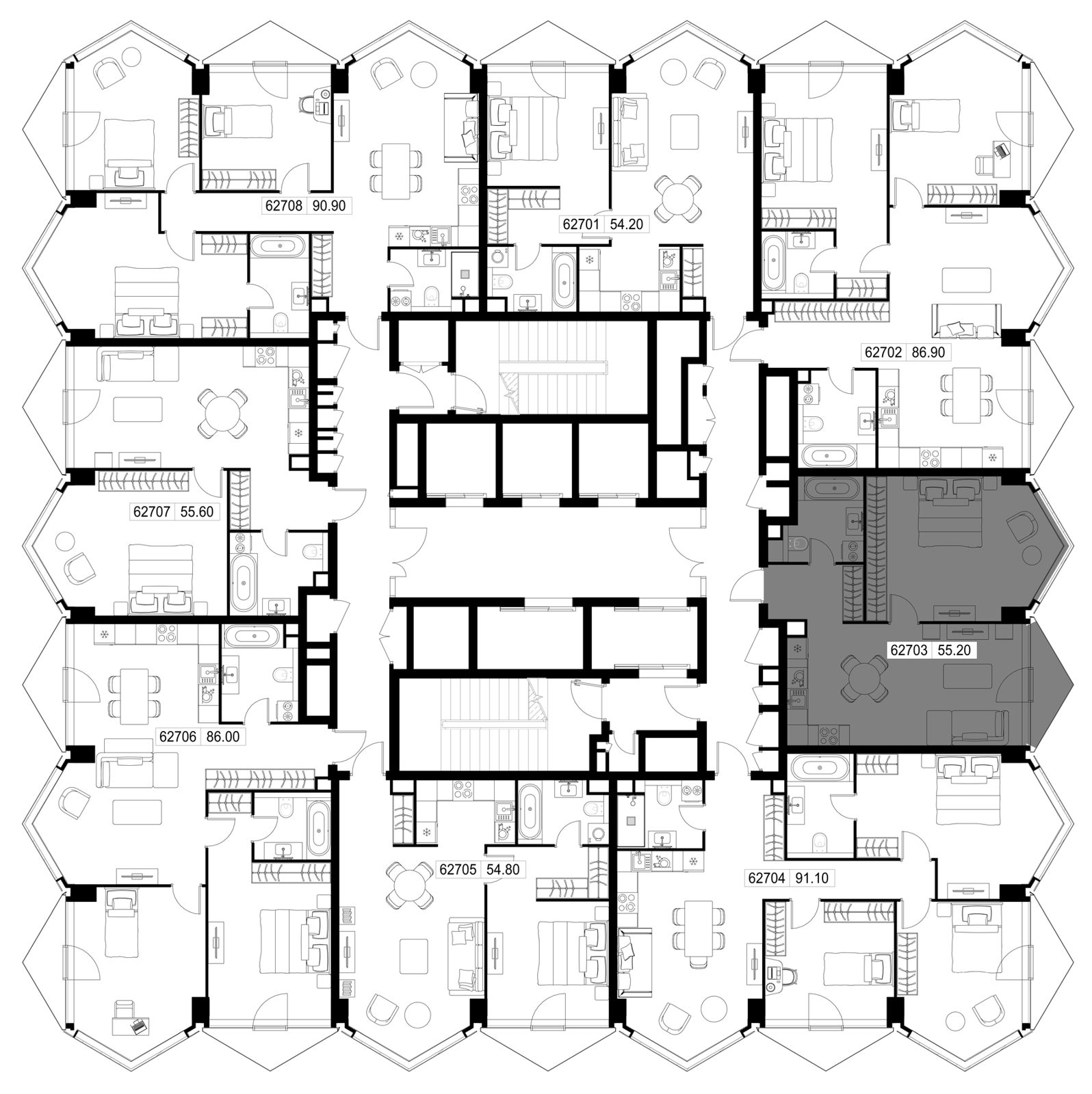 1-комнатная квартира, 55,2 м² — фото 2