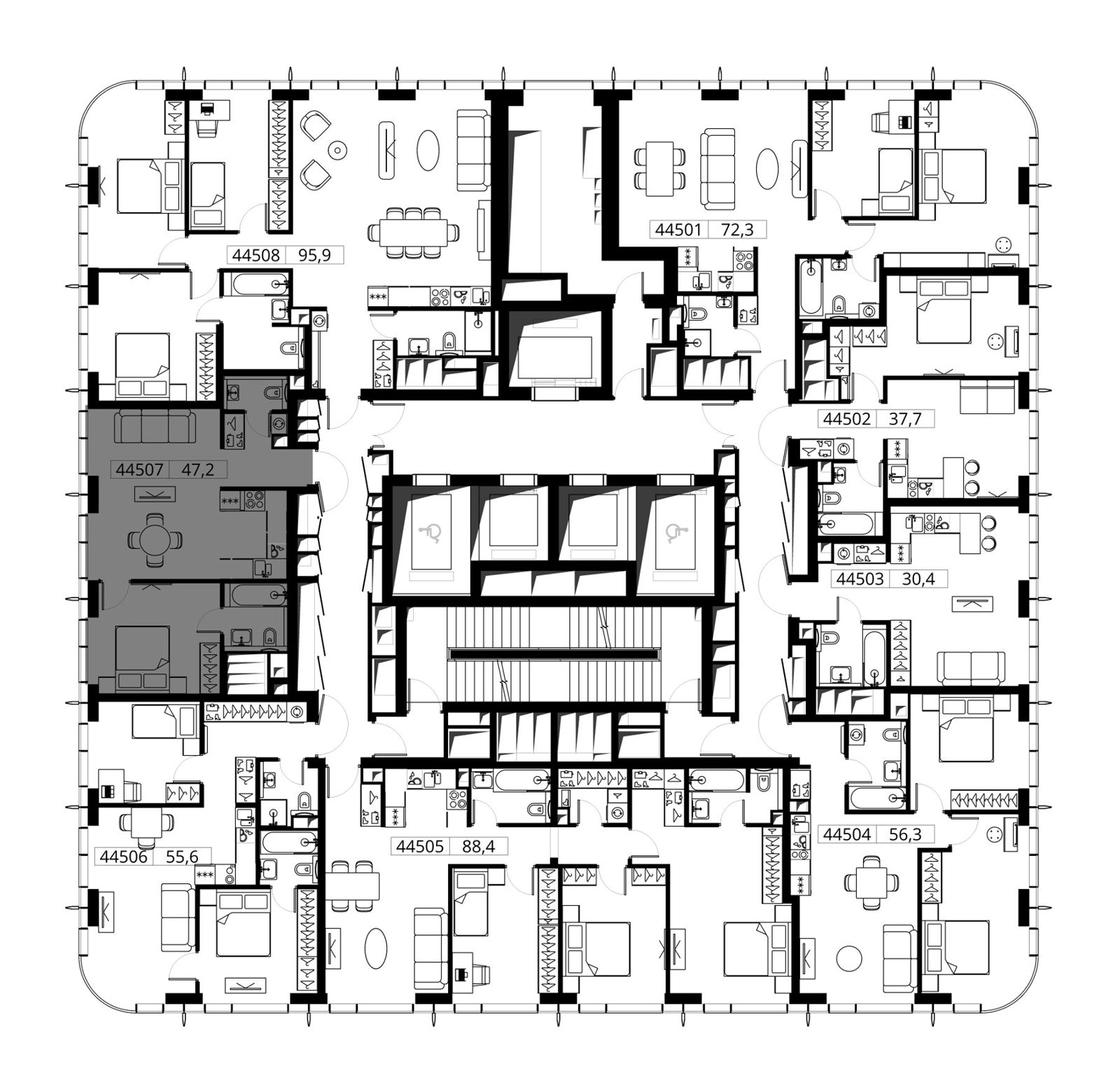 1-комнатная квартира, 47,2 м² — фото 2