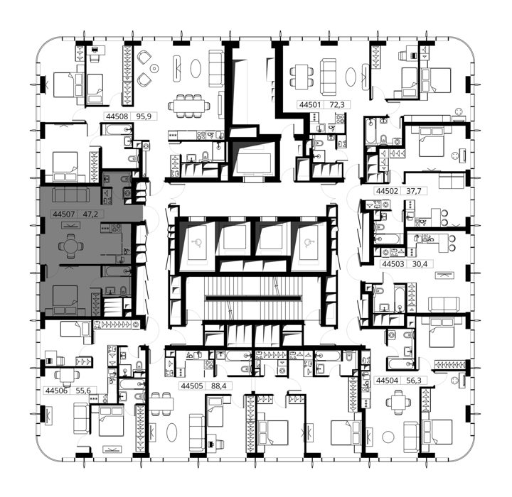 1-комнатная квартира, 47,2 м² — фото 2