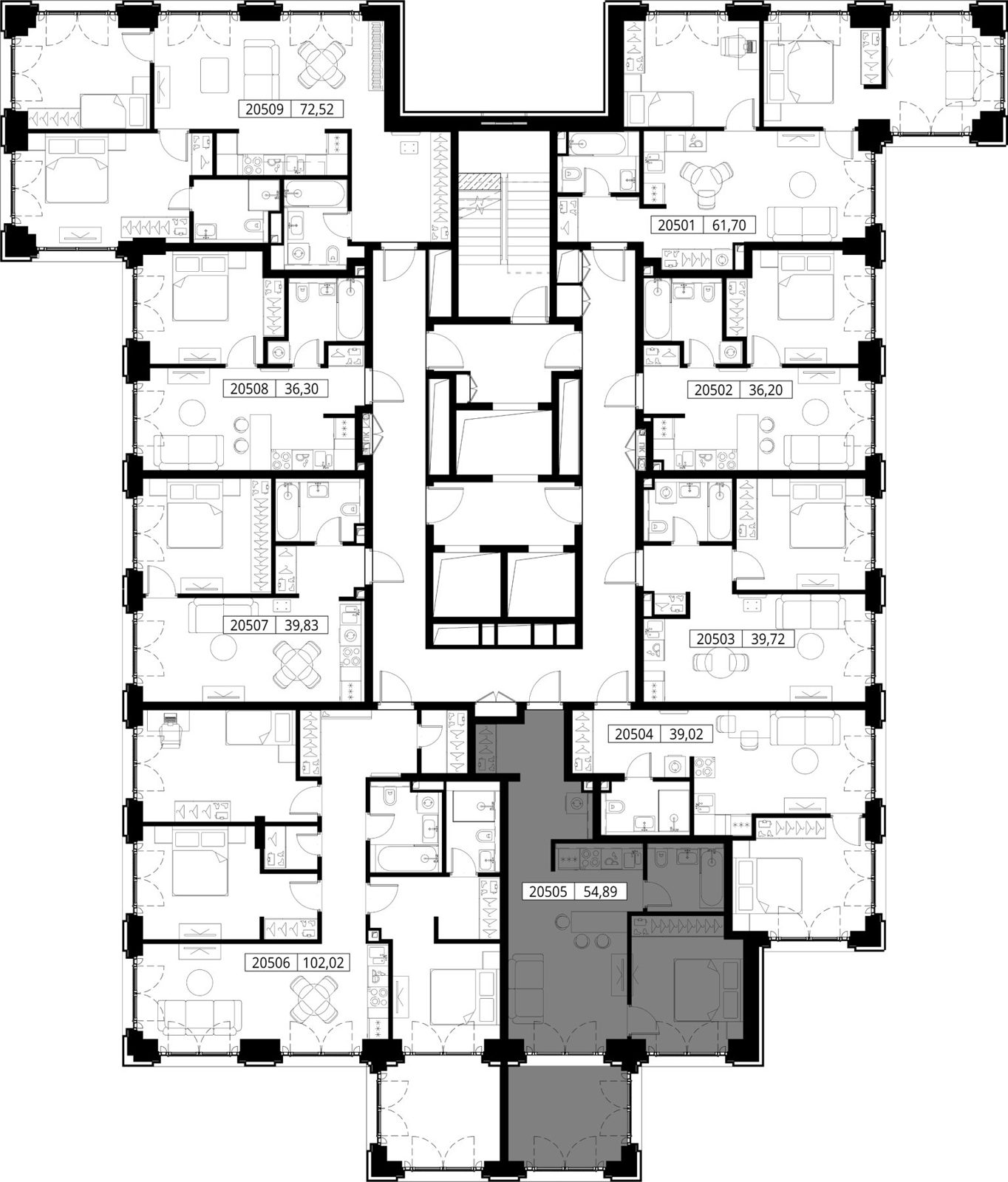 1-комнатная квартира, 54,9 м² — фото 2