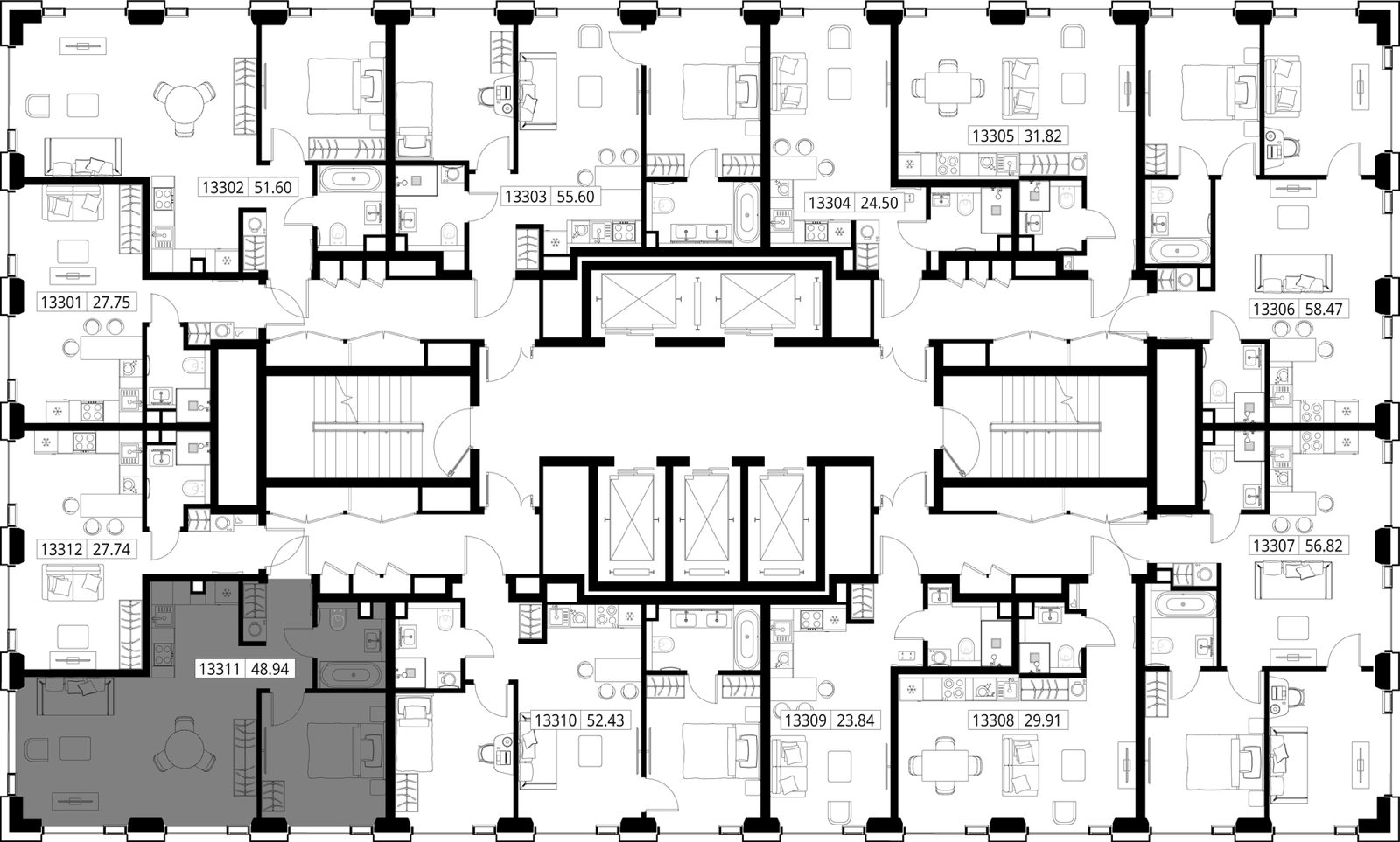 1-комнатная квартира, 48,9 м² — фото 2