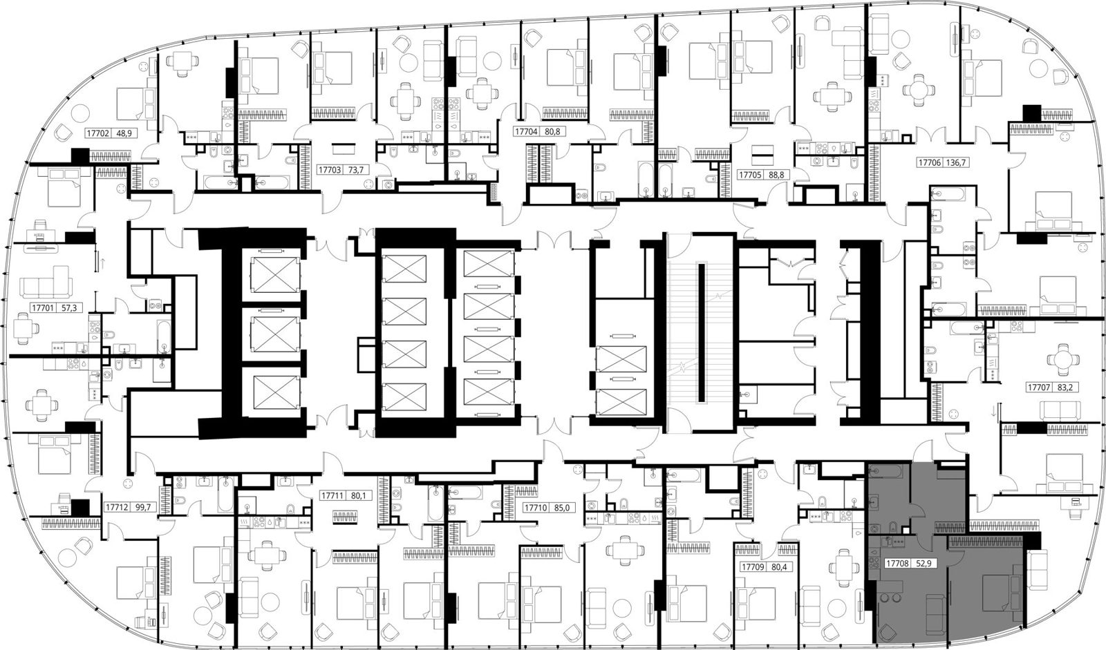 1-комнатная квартира, 52,9 м² — фото 2