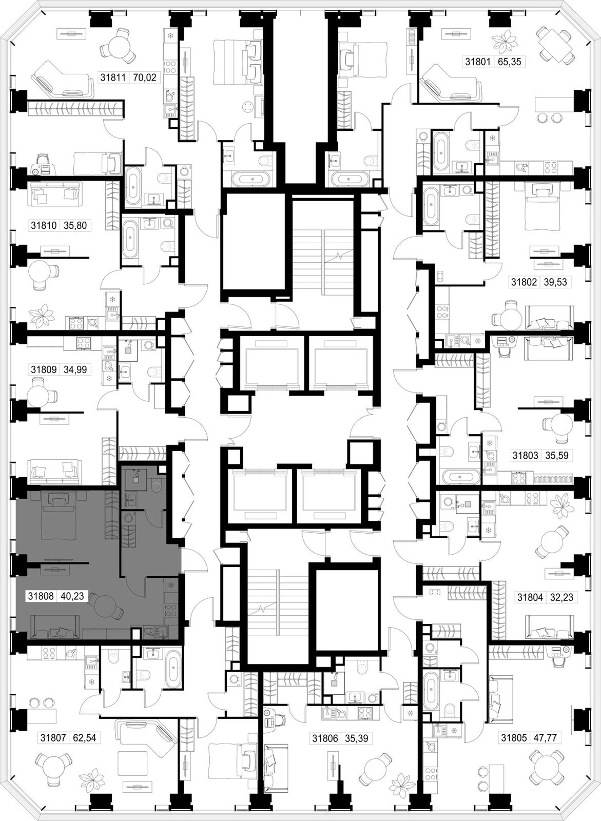 1-комнатная квартира, 40,2 м² — фото 3