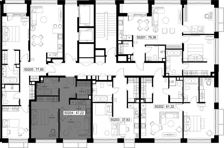 1-комнатная квартира, 47,2 м² — фото 2