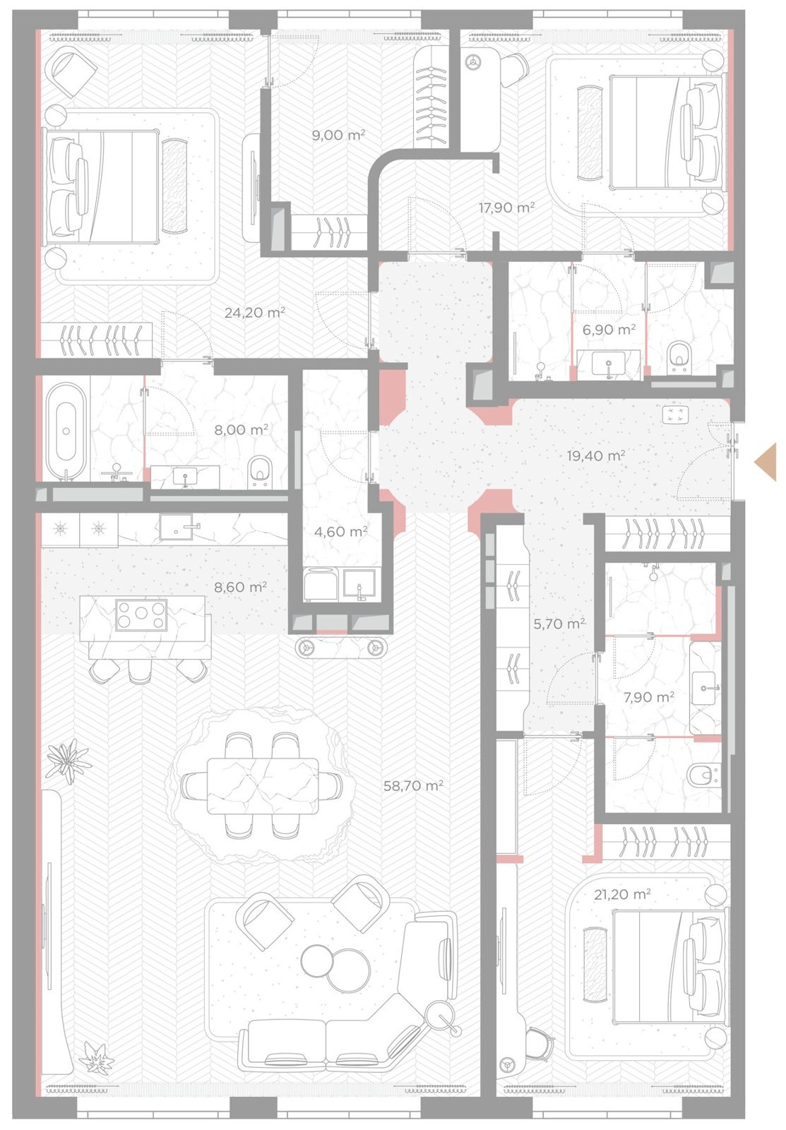 3-комнатная квартира, 192,1 м²