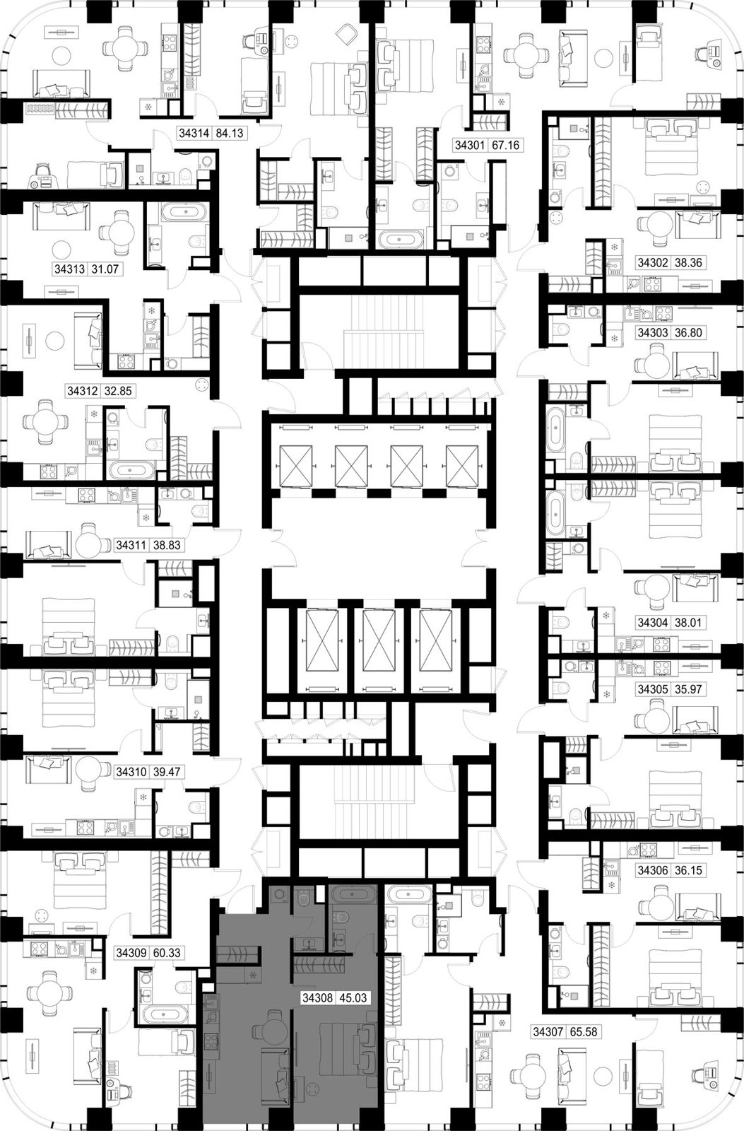1-комнатная квартира, 45 м² — фото 2