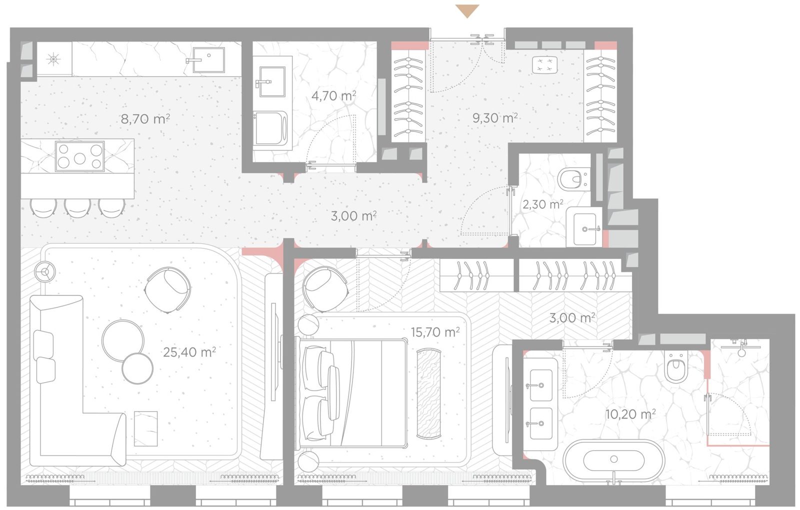 1-комнатная квартира, 82,3 м²