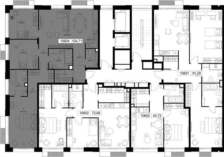 3-комнатная квартира, 104,7 м² — фото 3