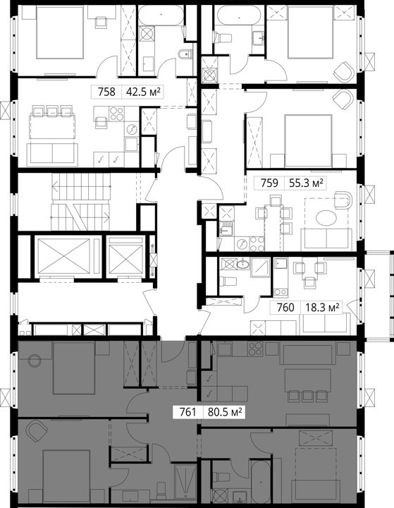 3-комнатная квартира, 80,5 м² — фото 2