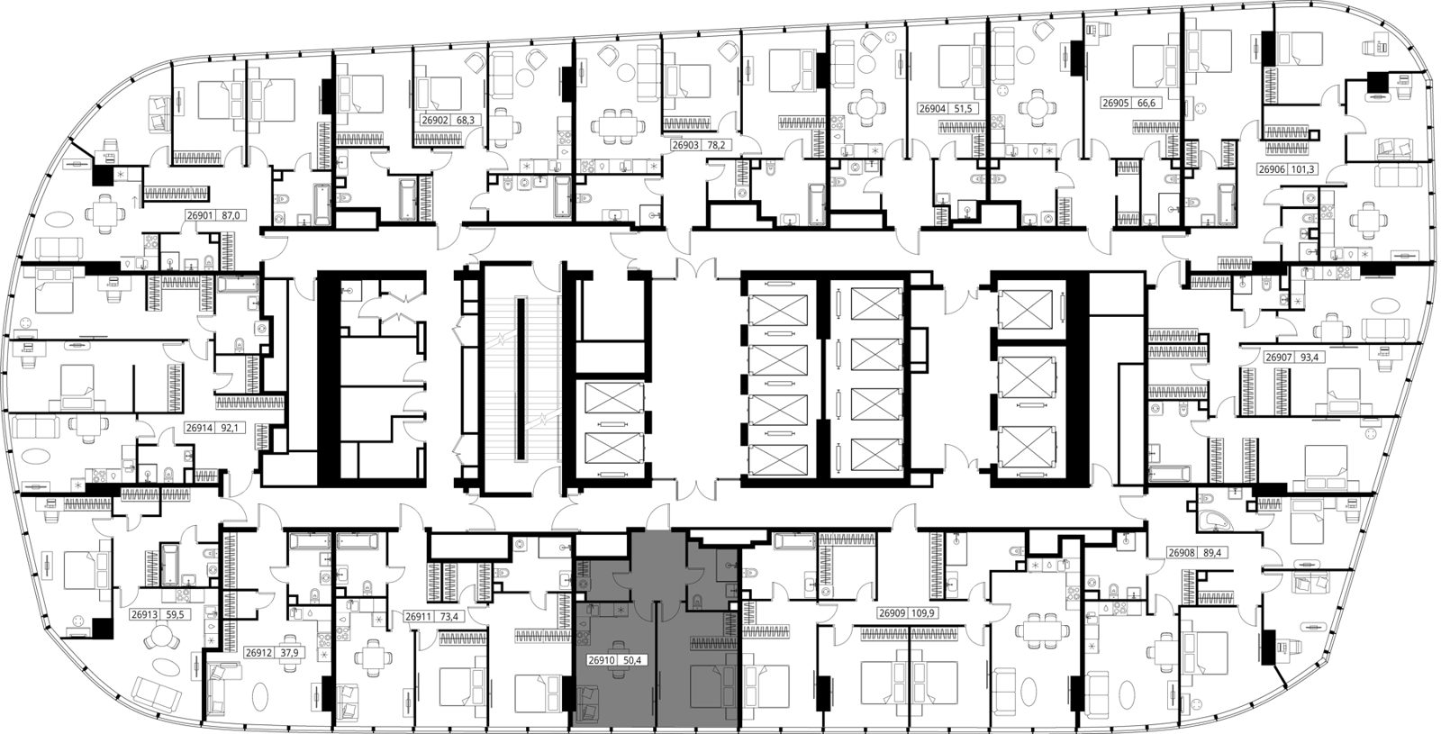 1-комнатная квартира, 50,4 м² — фото 2