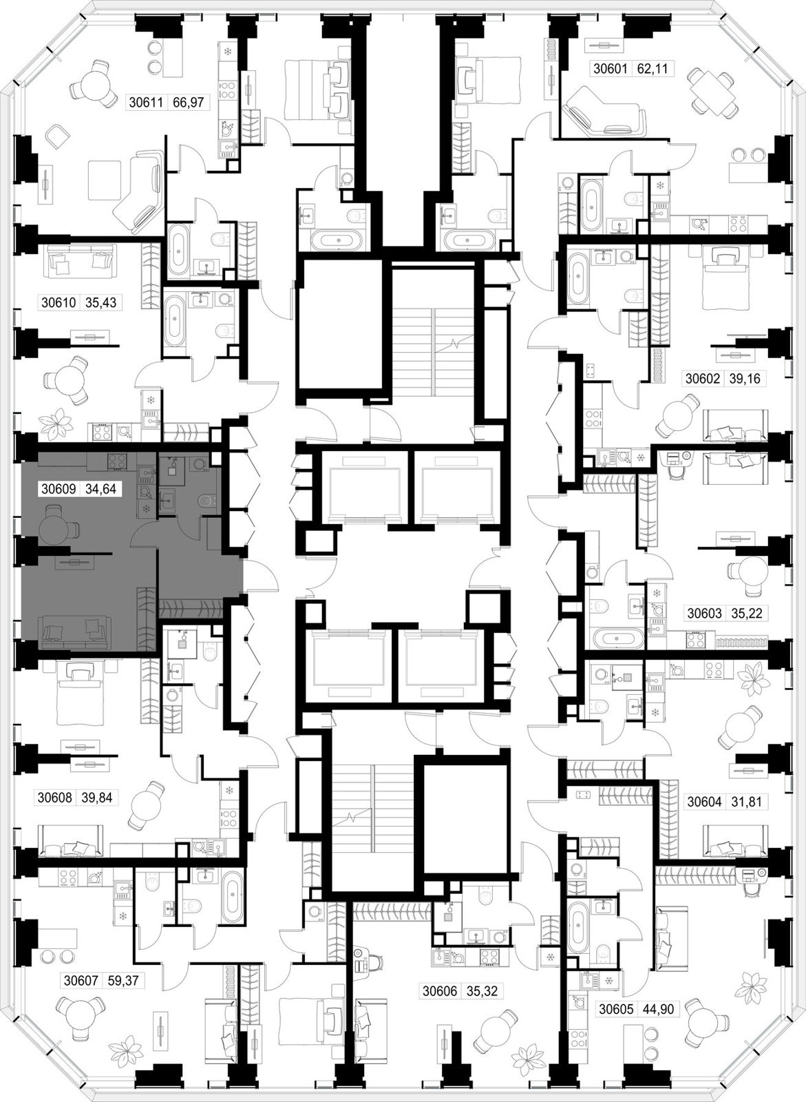1-комнатная квартира, 34,6 м² — фото 3