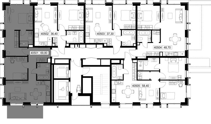 2-комнатная квартира, 69,8 м² — фото 2