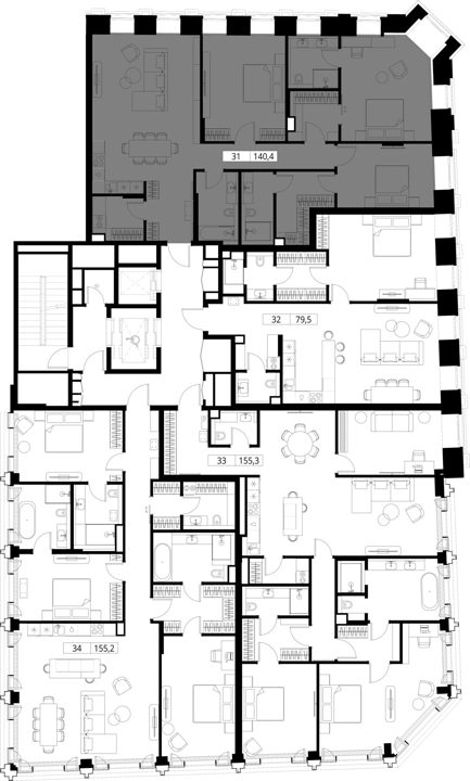 3-комнатная квартира, 140,4 м² — фото 2