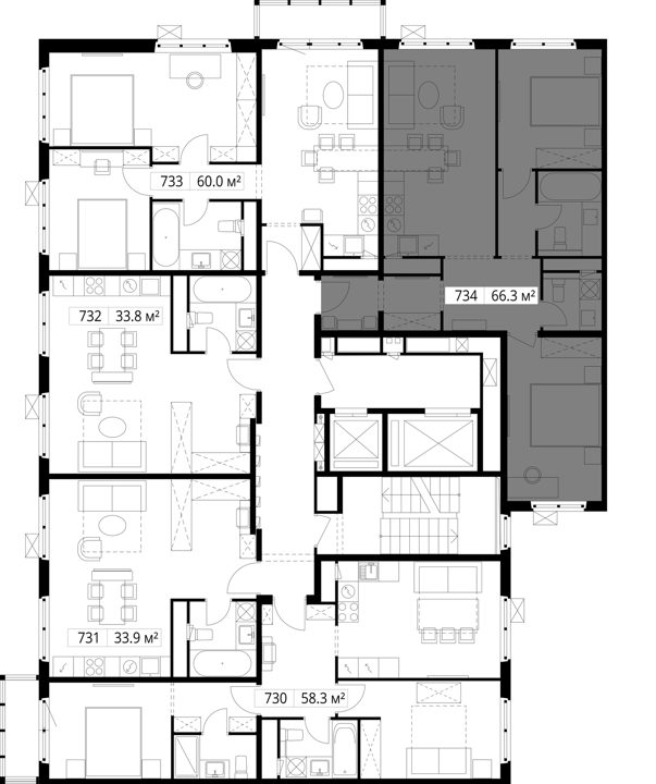 2-комнатная квартира, 66,3 м² — фото 2