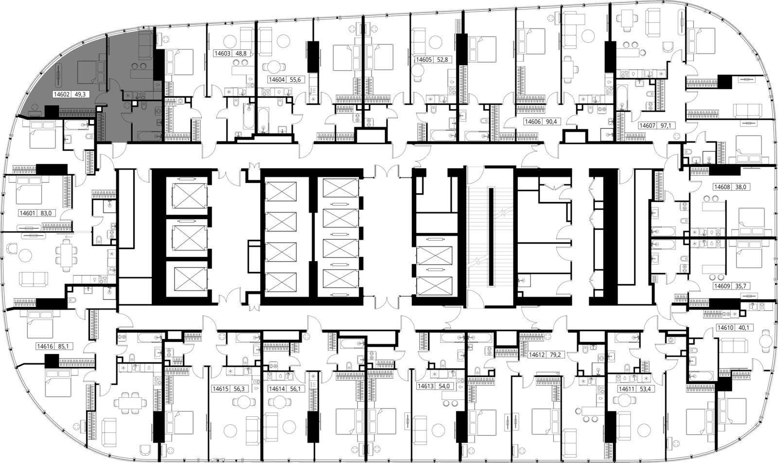 1-комнатная квартира, 49,3 м² — фото 2