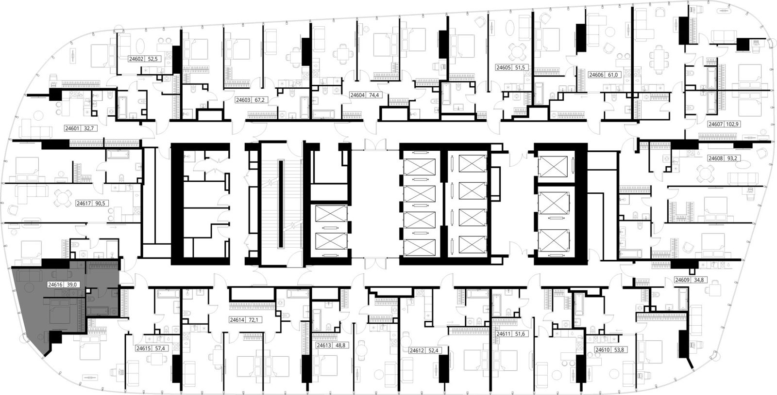 1-комнатная квартира, 39 м² — фото 2