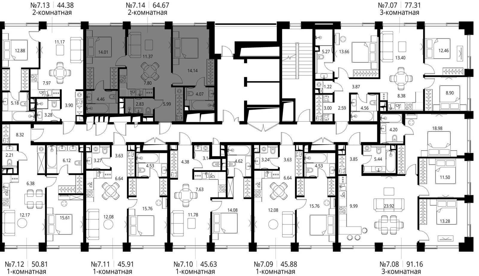 2-комнатная квартира, 64,7 м² — фото 2